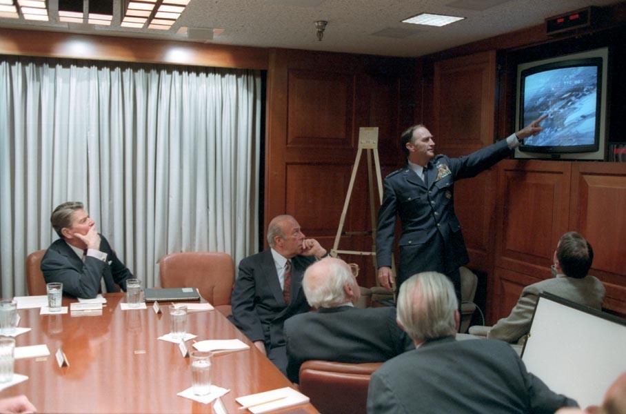 President Ronald Reagan in the Situation Room